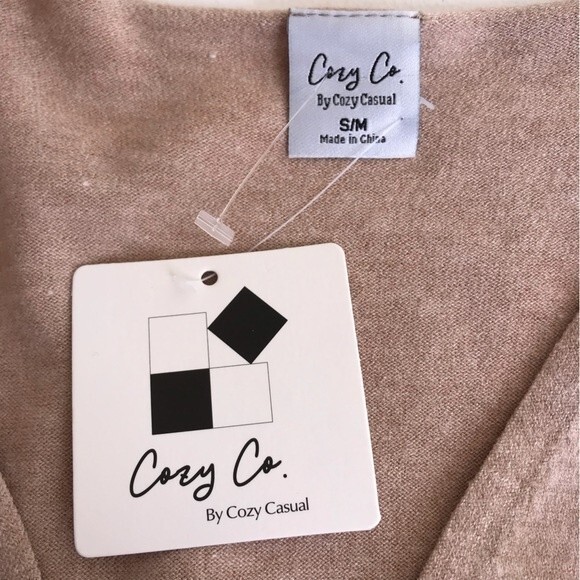 NWT Cozy Co by Cozy Casual V Neck Long Sleeve Sweater Heather Tan Small Medium - Picture 5 of 14